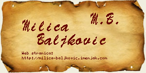 Milica Baljković vizit kartica